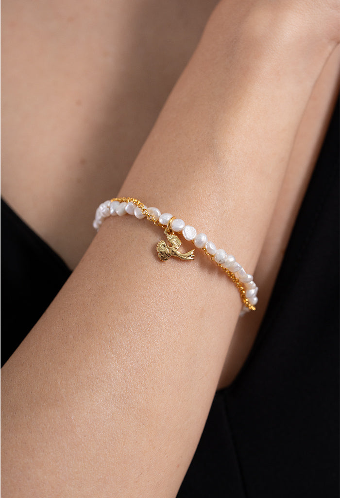 Pulsera Doble Con Perlas