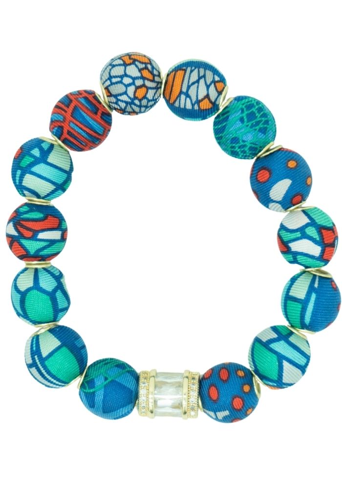 Pulsera Bolitas Seda Cristal Cilindro