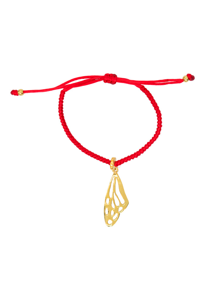 Pulsera Tejida con Dije Mariposa Dorado