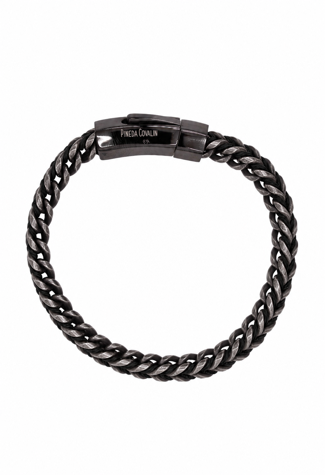 Pulsera Hilo Negro Acero Broche Negro