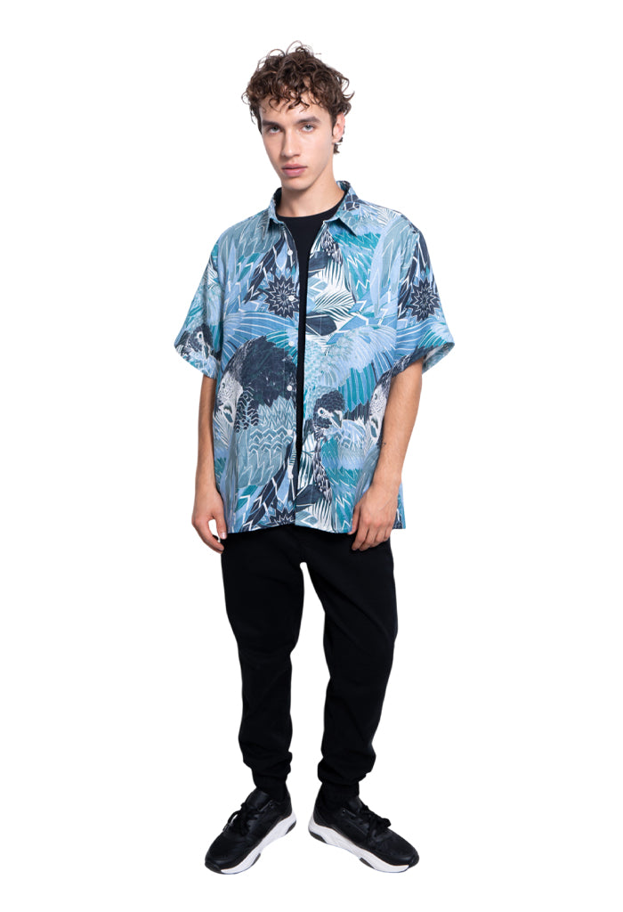 Camisa Lino Guacamaya Azul