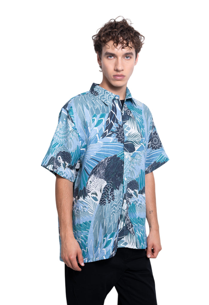 Camisa Lino Guacamaya Azul
