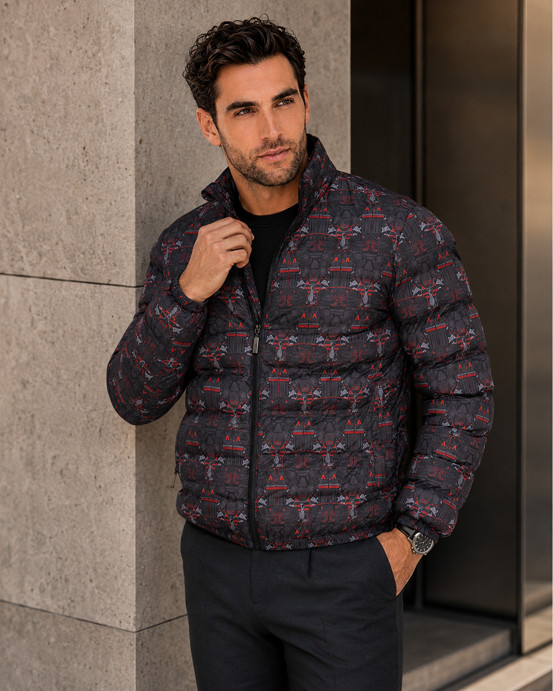 Chamarra Huuk  Coatlicue Negro Rojo