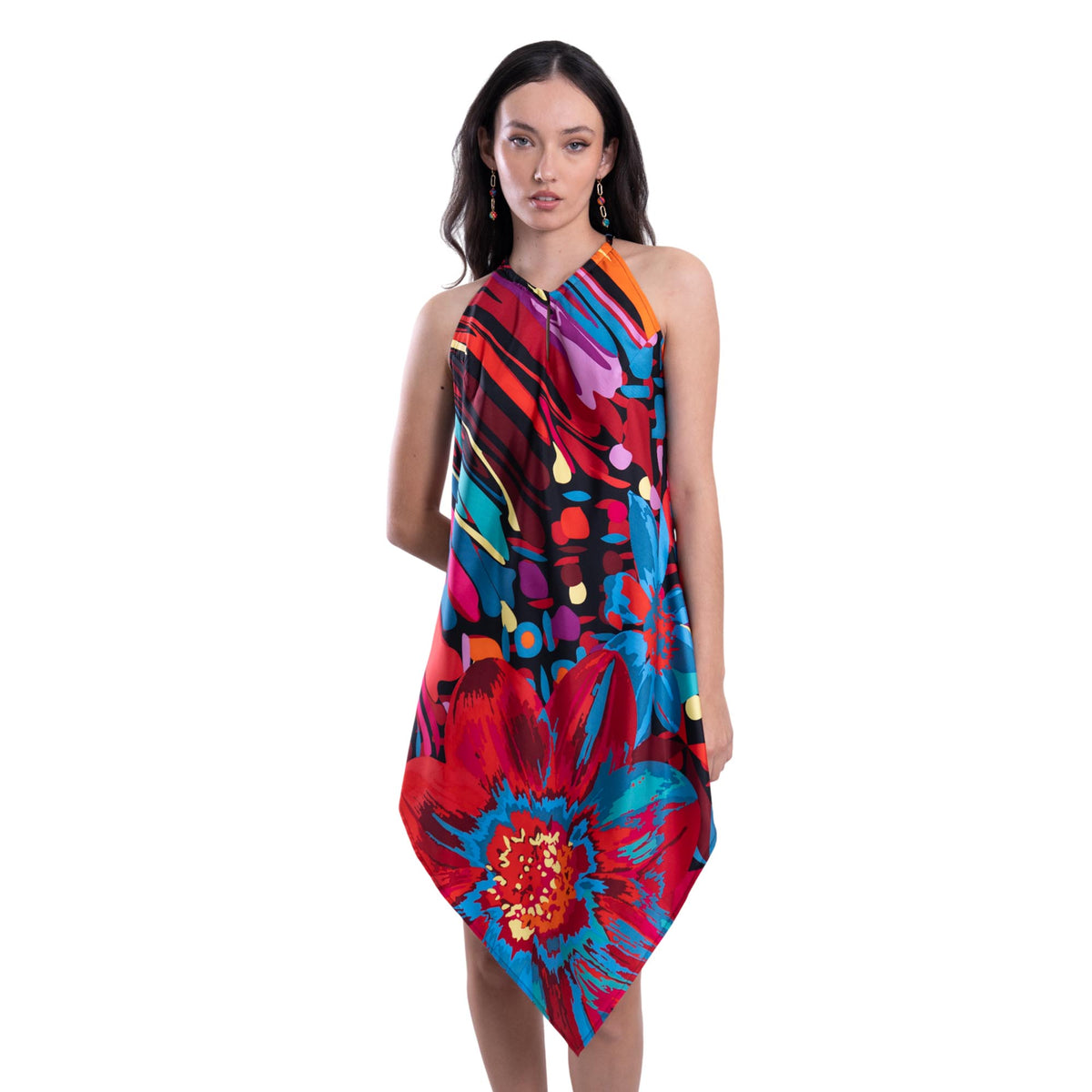Vestido Largo Arte Efímero Negro Azul