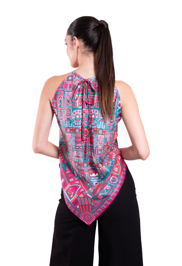 Blusa Cuello Ajustable Ruta Puuc Fucsia