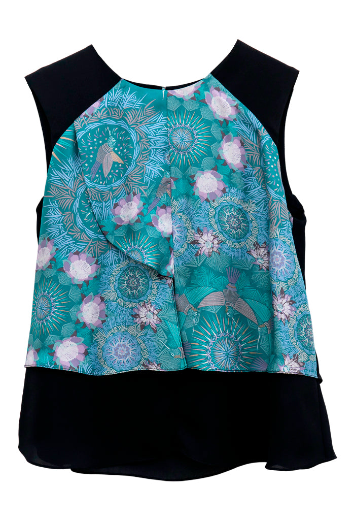 Blusa Pétalos Colibrí Azul