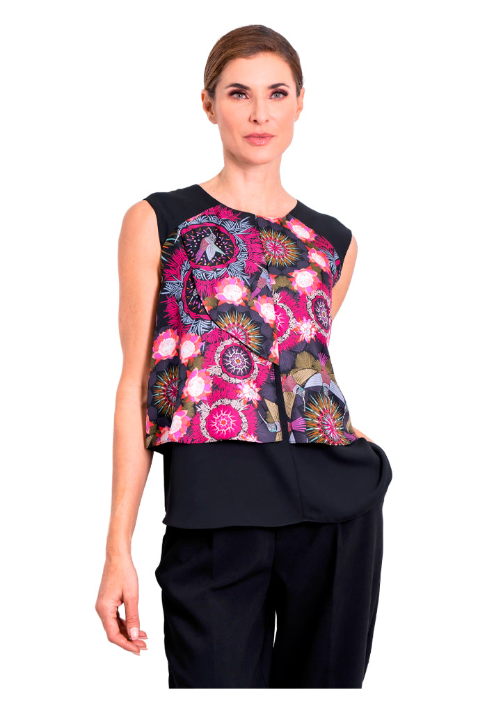 Blusa Pétalos Colibrí Negro