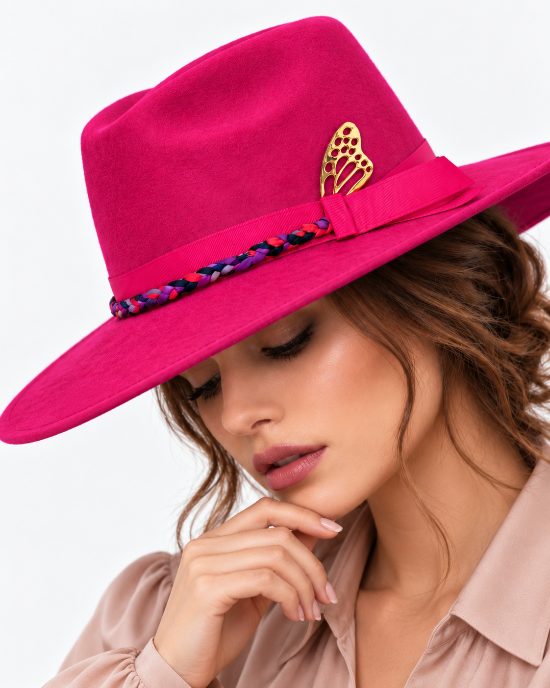 Sombrero Oochel Mariposa Gamuza Fucsia