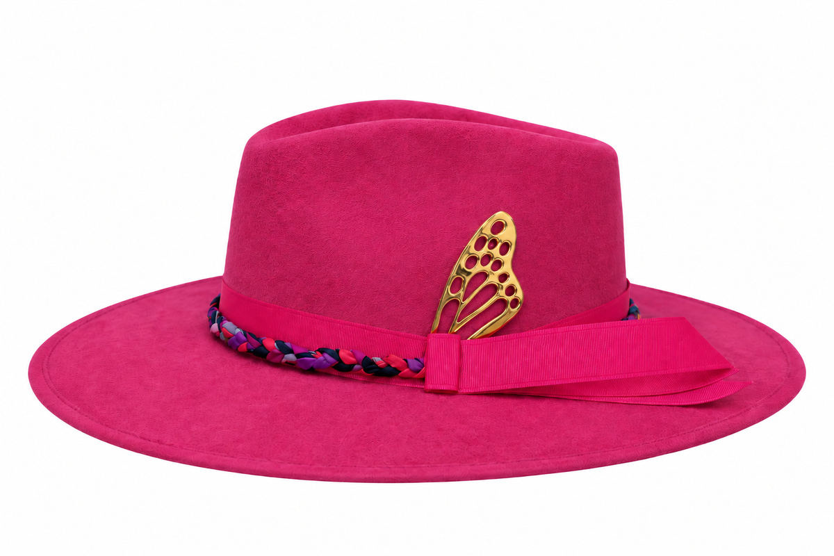 Sombrero Oochel Mariposa Gamuza Fucsia