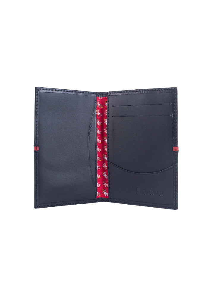 Tarjetero Kukxaan Negro Ribete Rojo Ajolotes Rojo