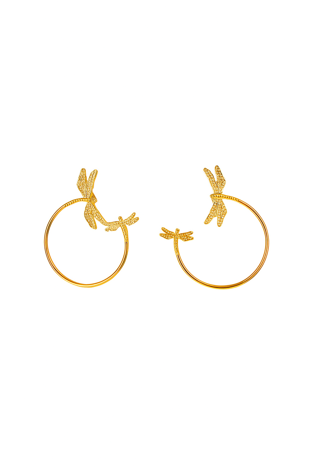 Arracadas Libélula Chapa Oro 18 k