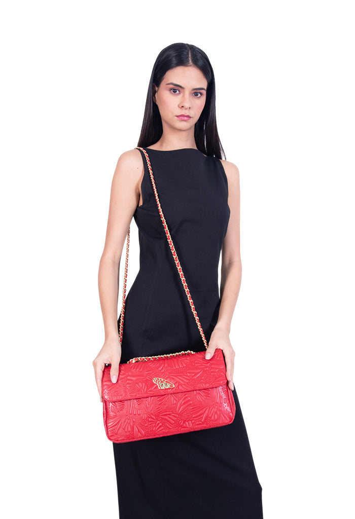 Bolsa Tusbel Piel Grabado Mariposa