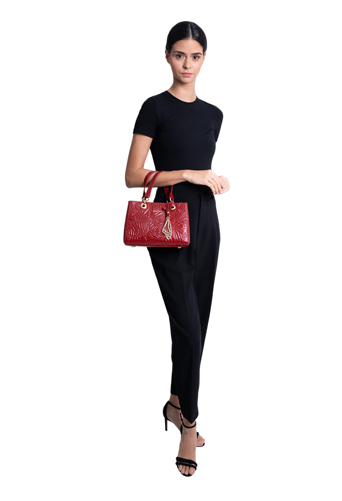 Mini Satchel Kaxan Piel Grabado Mariposa