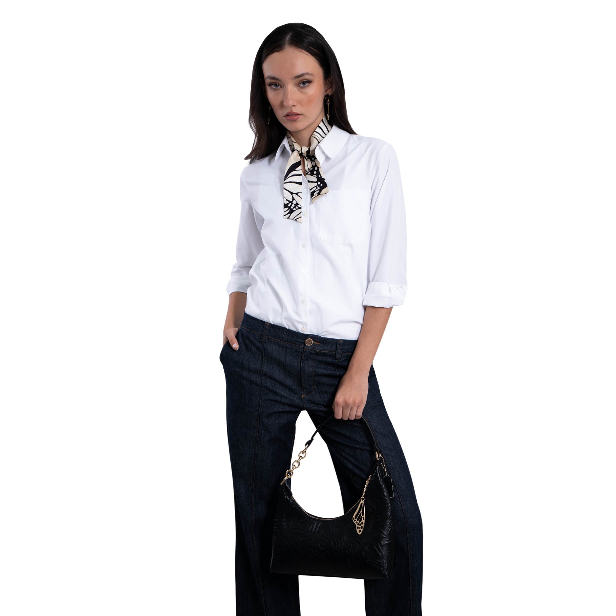 Bolsa Hobo Sáasil Piel Grabado Mariposa