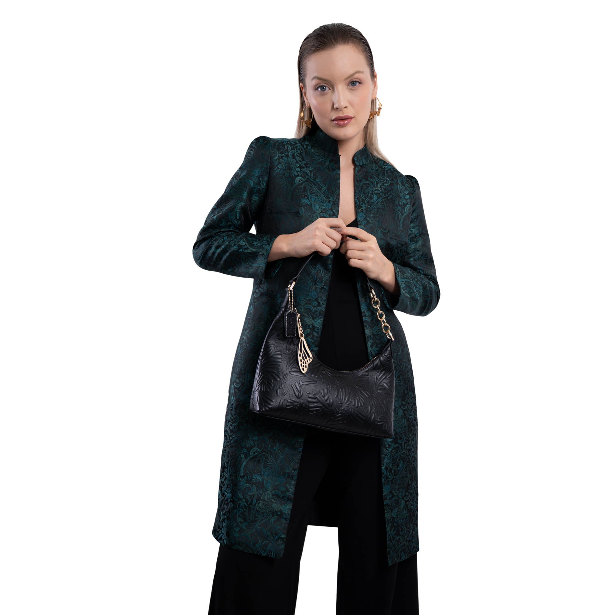 Bolsa Hobo Sáasil Piel Grabado Mariposa