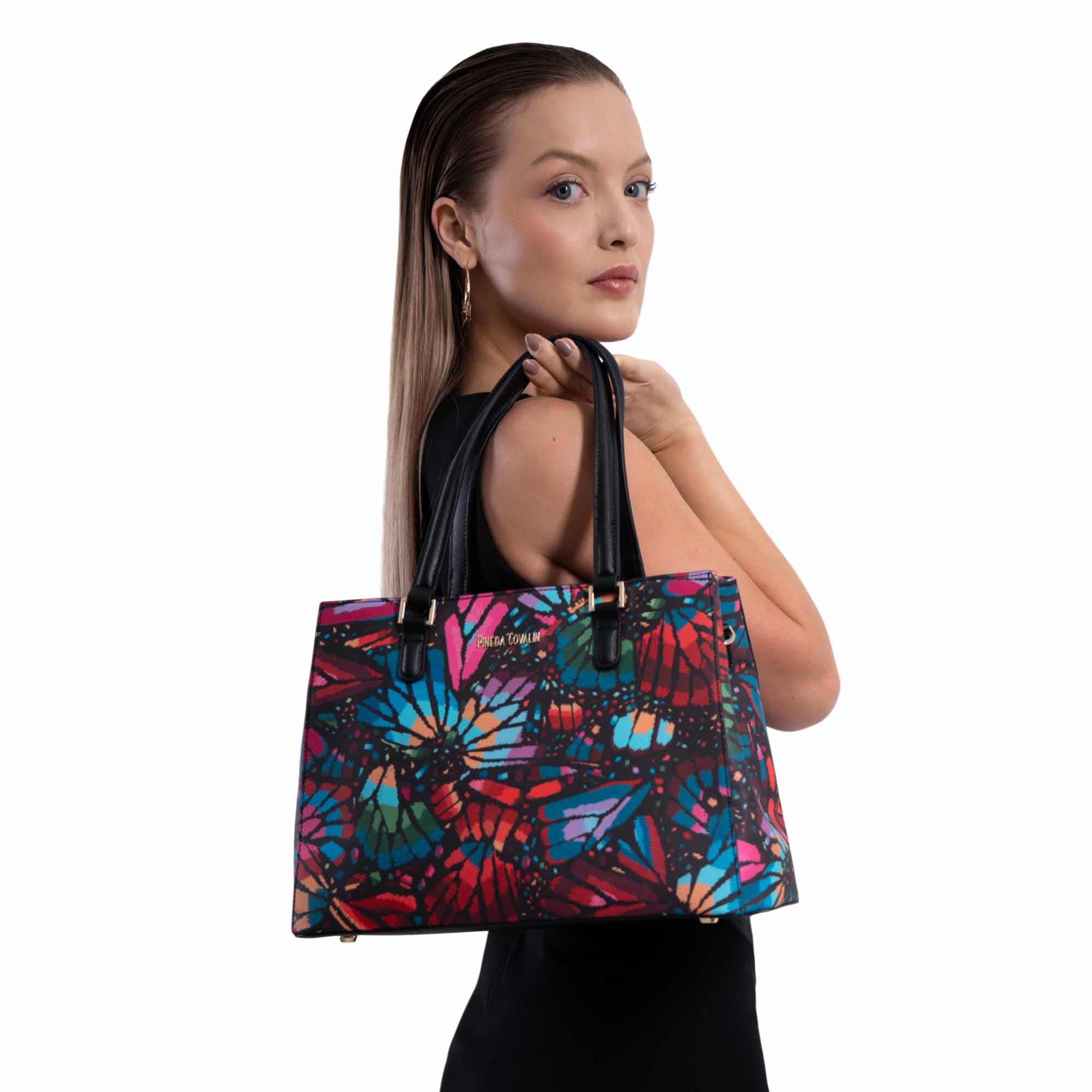 Bolsa Satchel Kan Ek’ Saffiano Mariposa Bordada