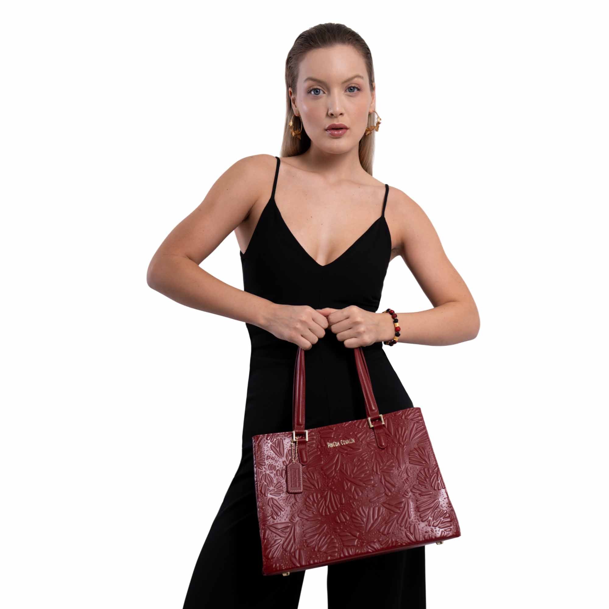 Bolsa Satchel Kan Ek’ Piel Grabado Mariposa