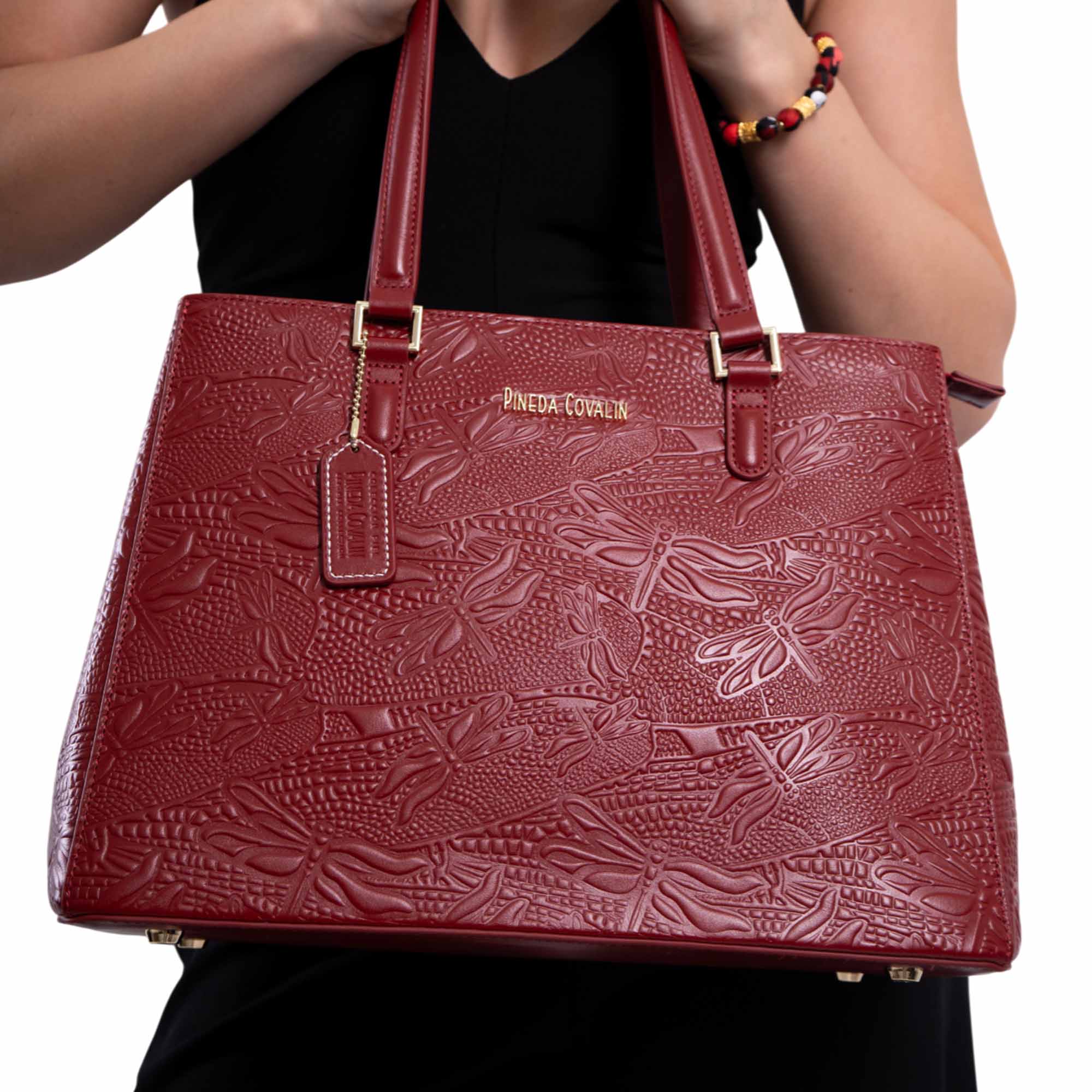 Bolsa Satchel Kan Ek’ Piel Grabado Libelula