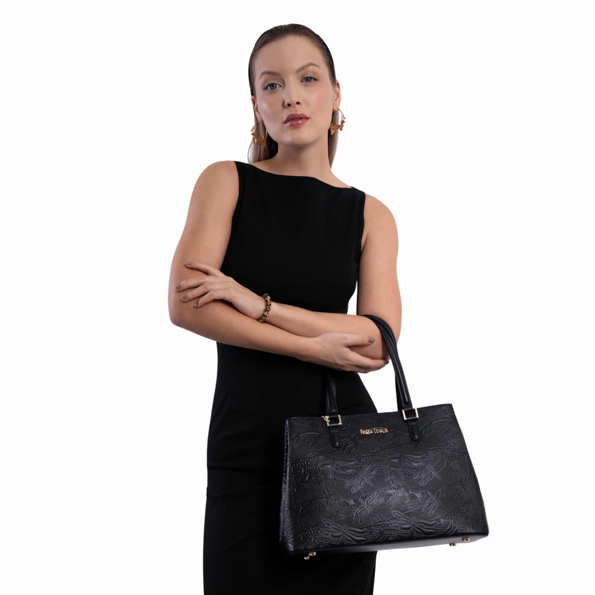 Bolsa Satchel Kan Ek’ Piel Grabado Libelula