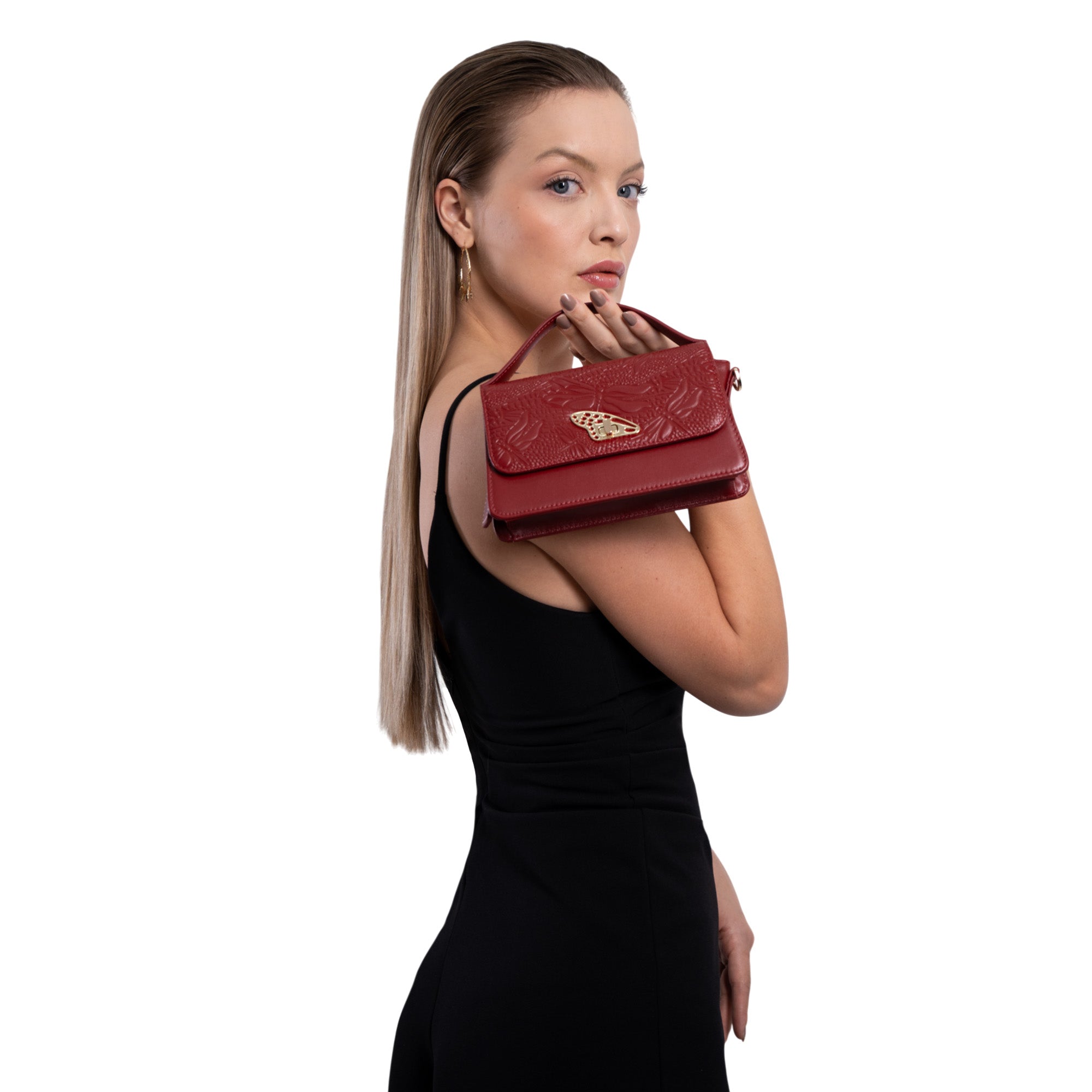 Mini Crossbody Sihul Piel Grabado Libelula