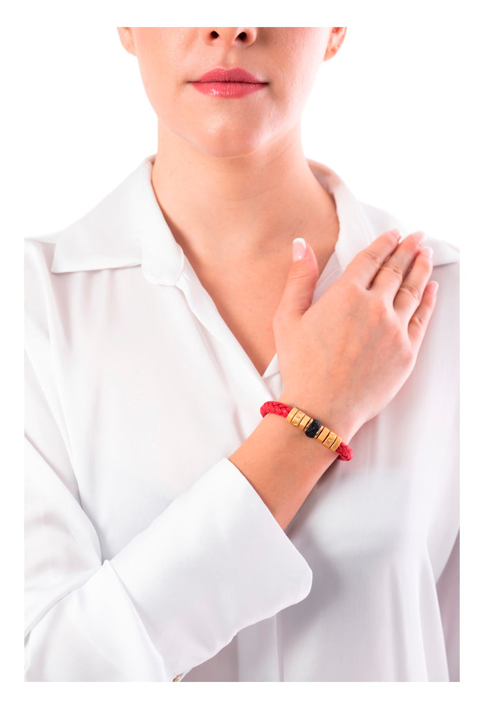 Pulsera Barriles Tejida Rojo