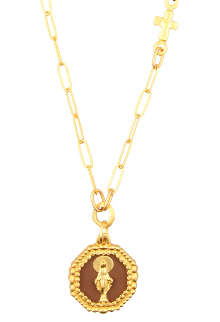 Collar Unisex Virgen Milagrosa con Ágata