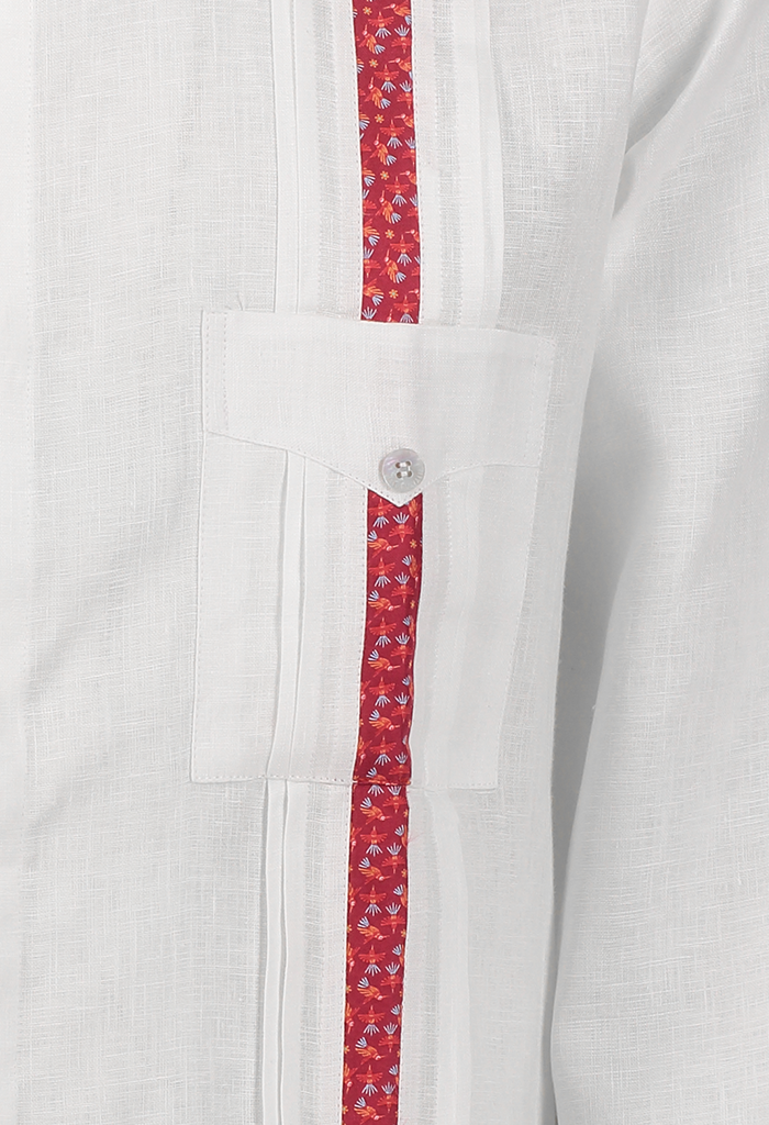 Guayabera con Franjas Colibrí Rojo