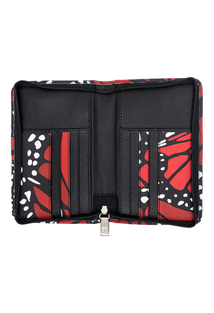 Porta Pasaporte Toox Saffiano Mariposa Macro Rojo Brillante