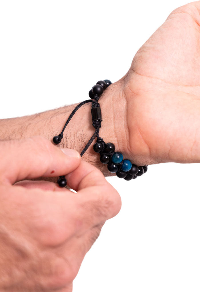 Pulsera Doble Ojo de Tigre Azul