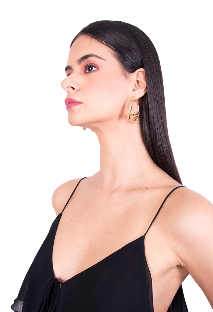 Arracadas Mariposas Chapa De Oro