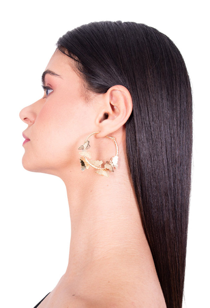 Arracadas Mariposas Chapa De Oro