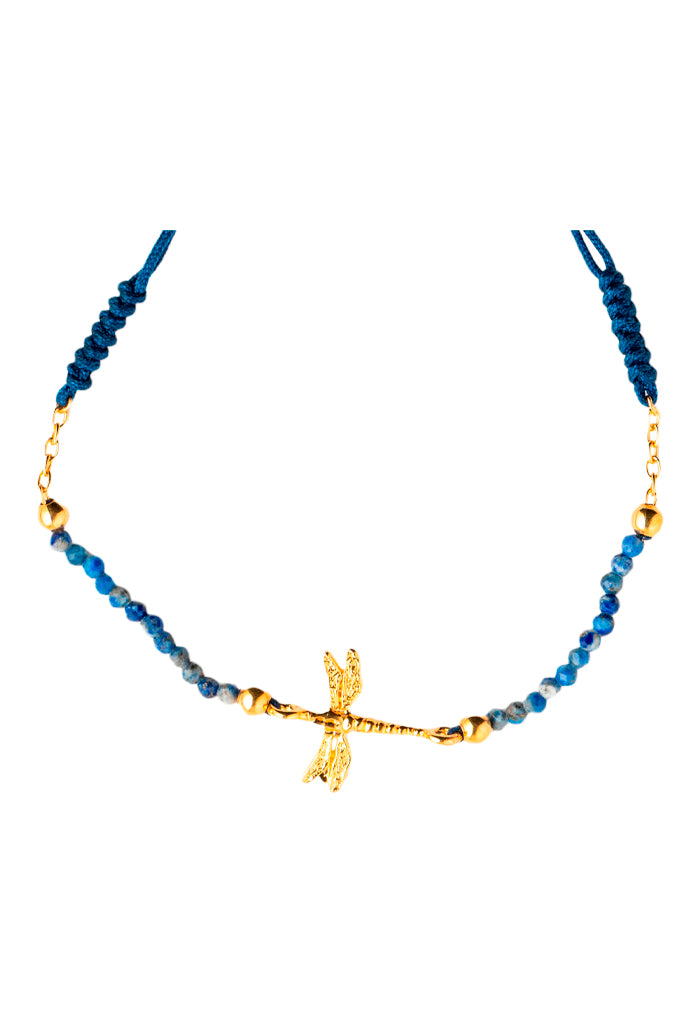 Pulsera Libélula Tejida Piedra Citrino