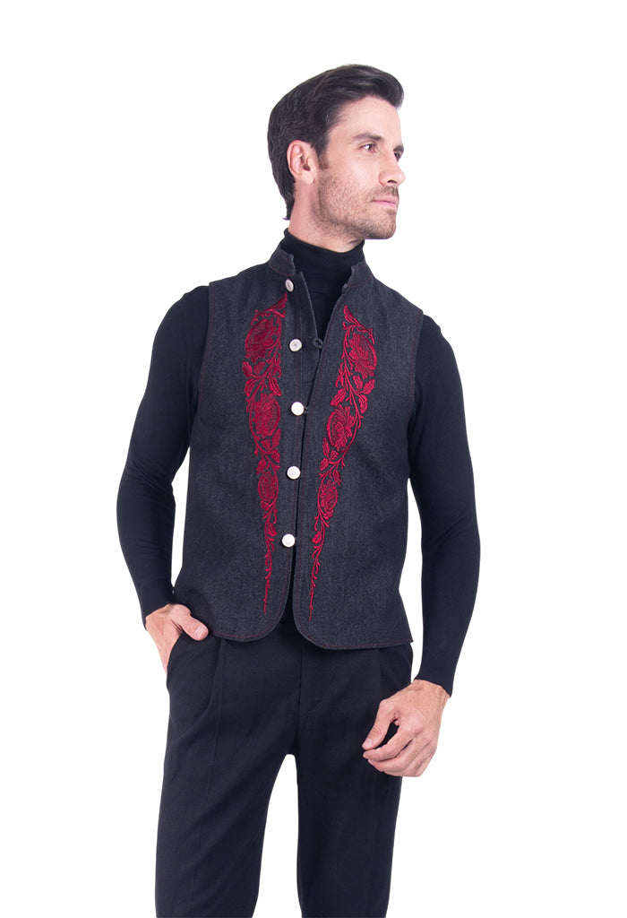 Chaleco Bordado Talabarteria  Hombre