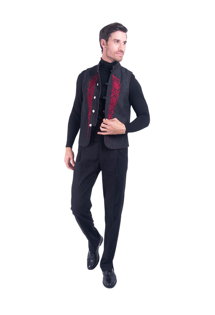 Chaleco Bordado Talabarteria  Hombre