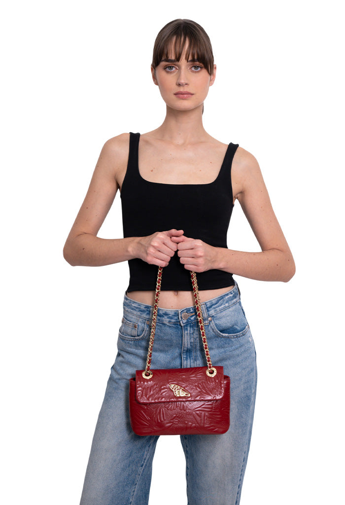 Bolsa Tusbel Piel Mini Grabado Mariposa