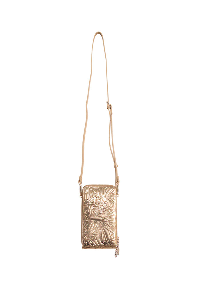 Porta Celular Naab de Piel Grabado Mariposa