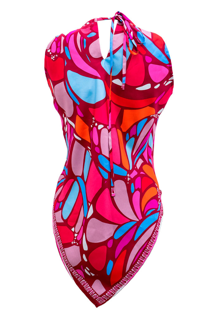 Blusa Cuello Ajustable Mariposa Abstracta
