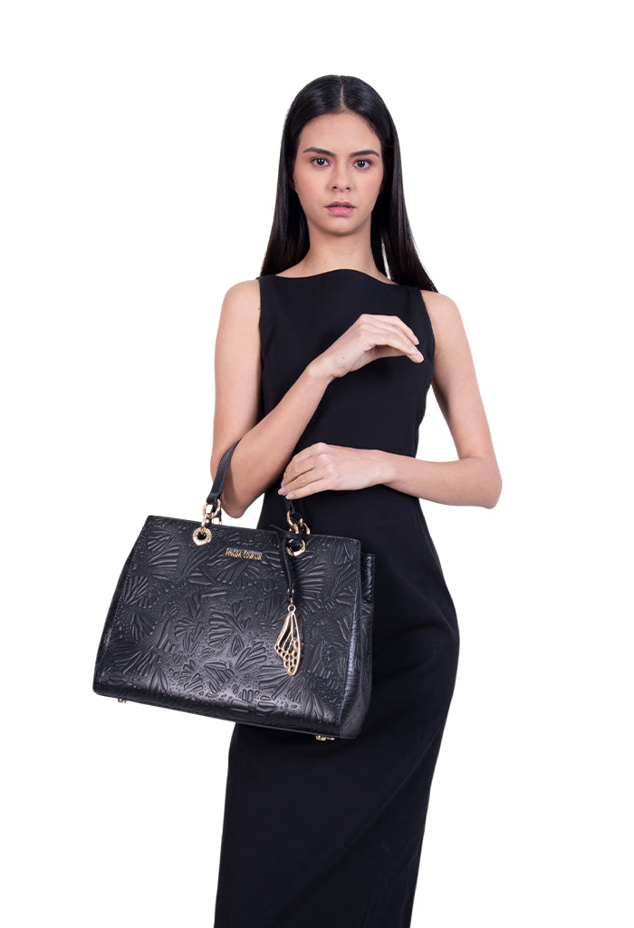 Bolsa Kaxan Piel Grabado Mariposa