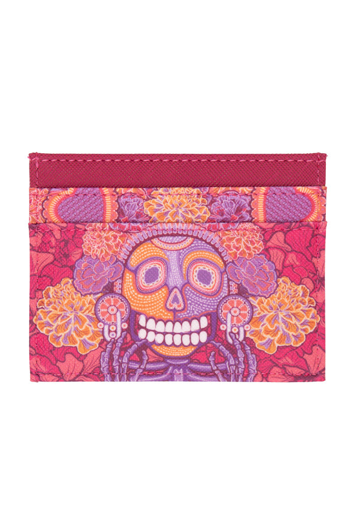 Tarjetero Kuxtal Saffiano Día de Muertos Catrina