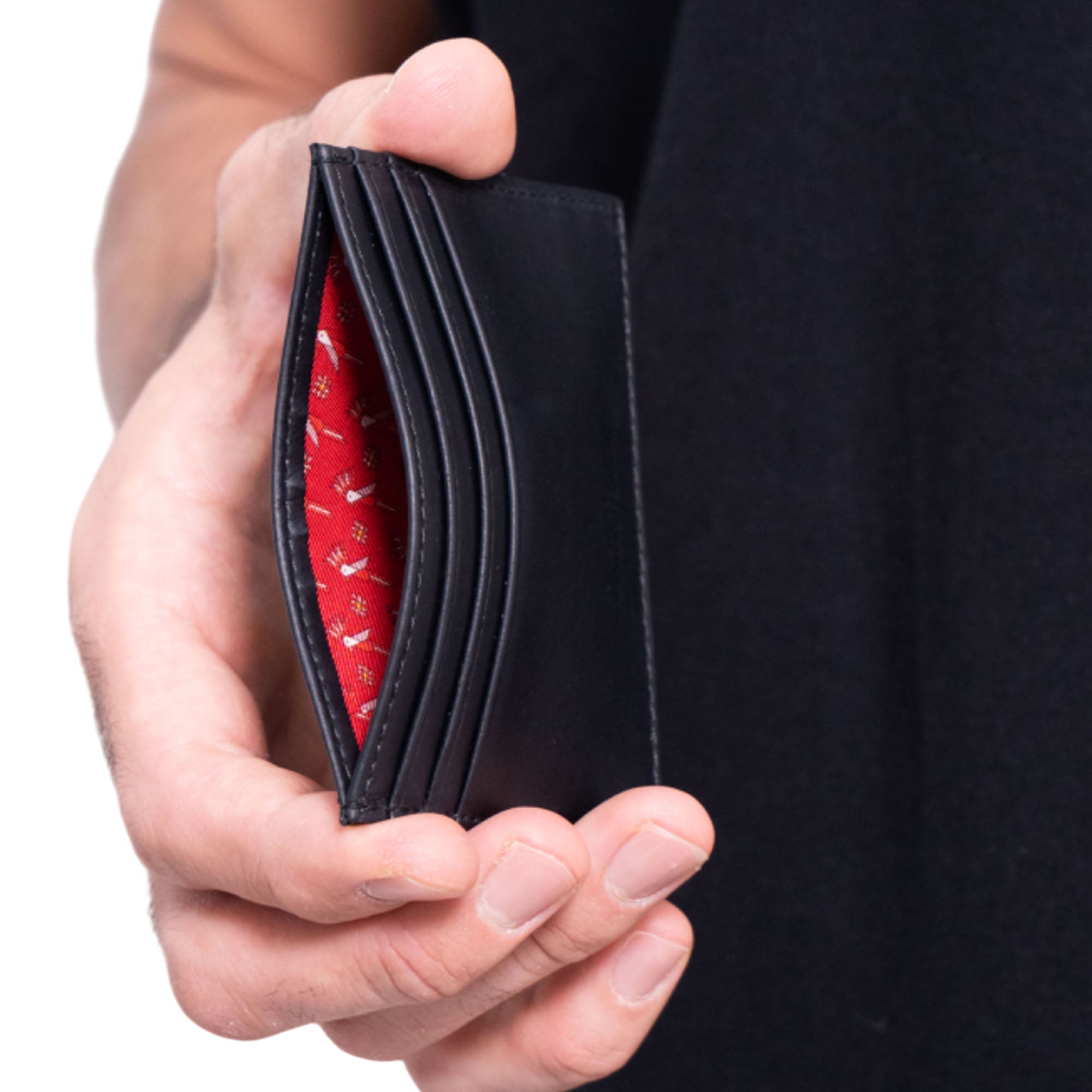 Tarjetero Kukxaan Negro Ribete Rojo  Quetzal