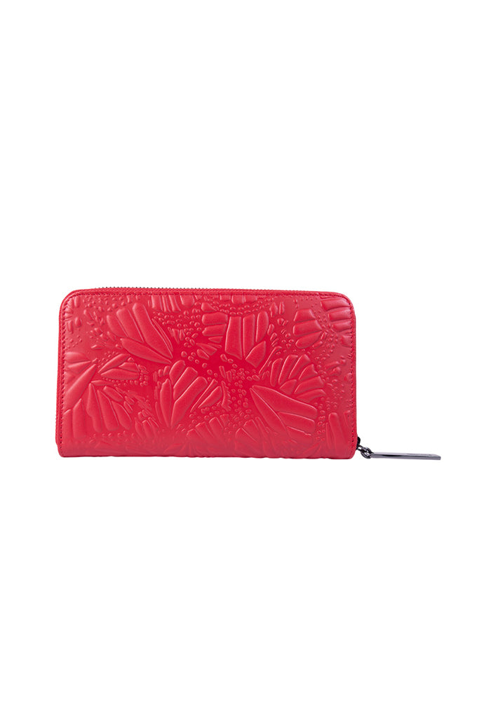 Cartera Grande Piel Grabado Mariposa