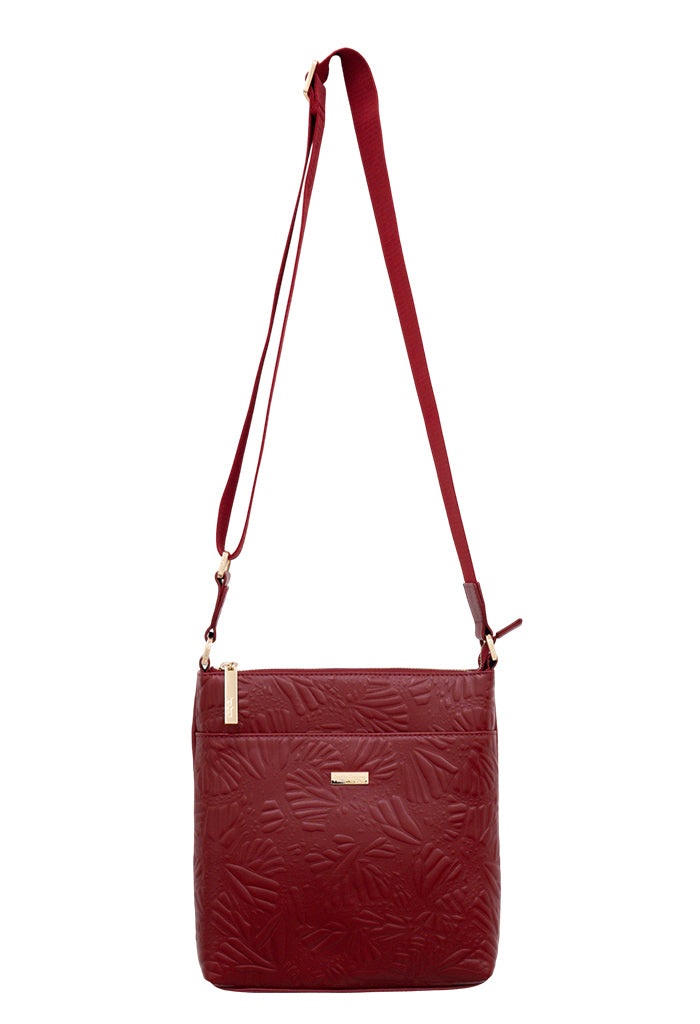 Messenger Bag Xíimbal de Piel Grabado Mariposa