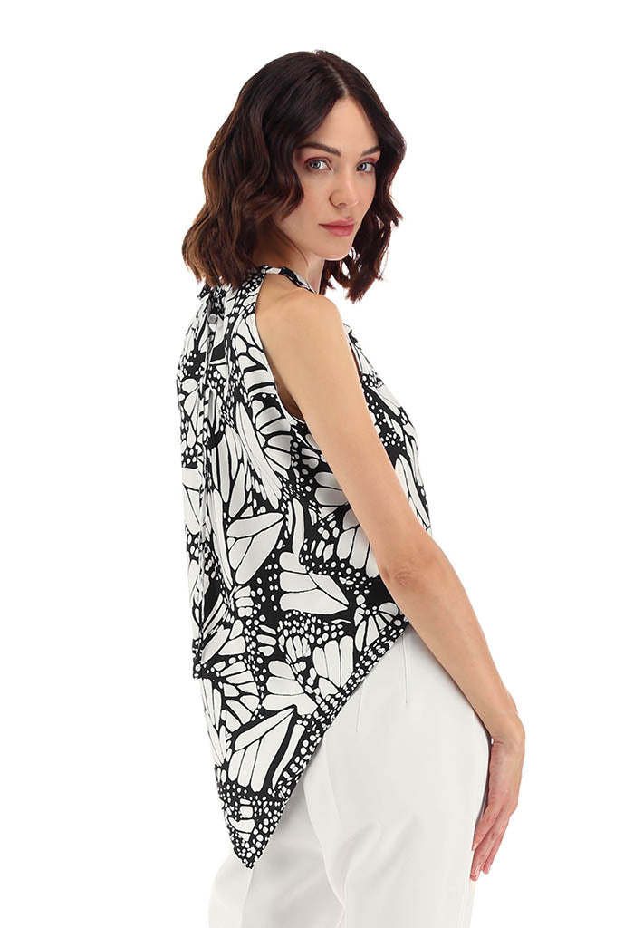 Blusa Cuello Ajustable Mariposa Macro