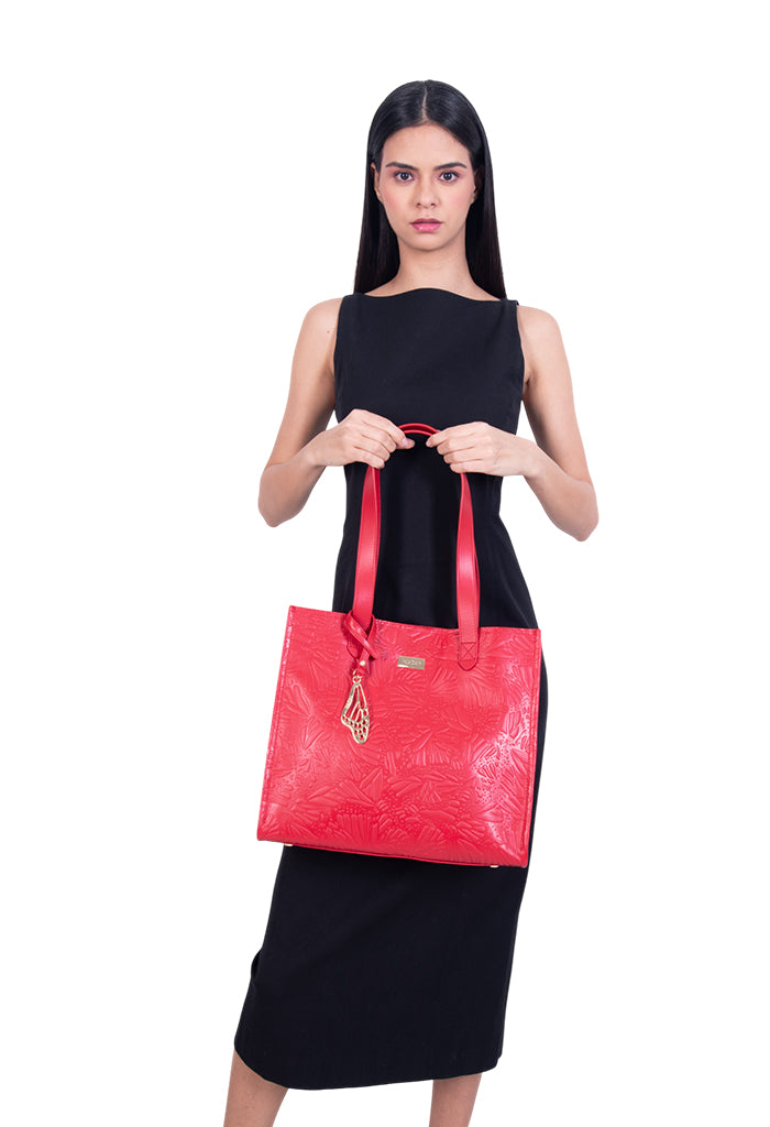 Tote Xunaán de Piel Grabado Mariposa