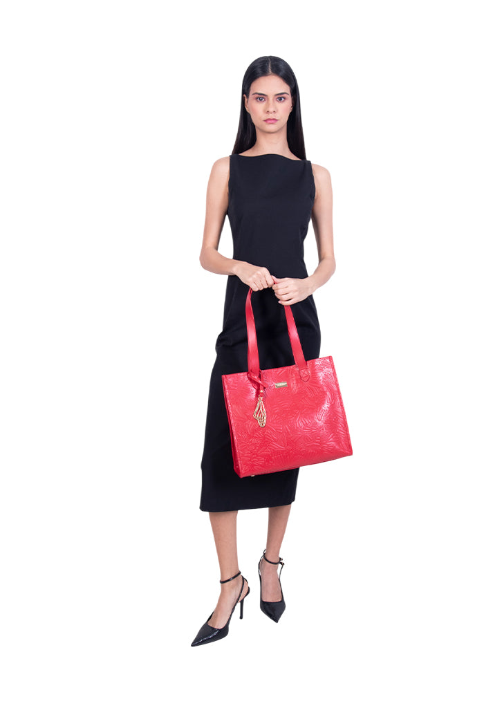 Tote Xunaán de Piel Grabado Mariposa