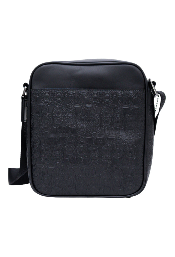 Messenger Bag Kaabal de Piel Grabado Tzompantli