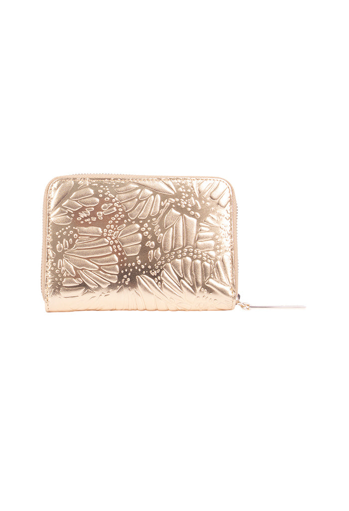 Cartera Mediana Piel Grabado Mariposa