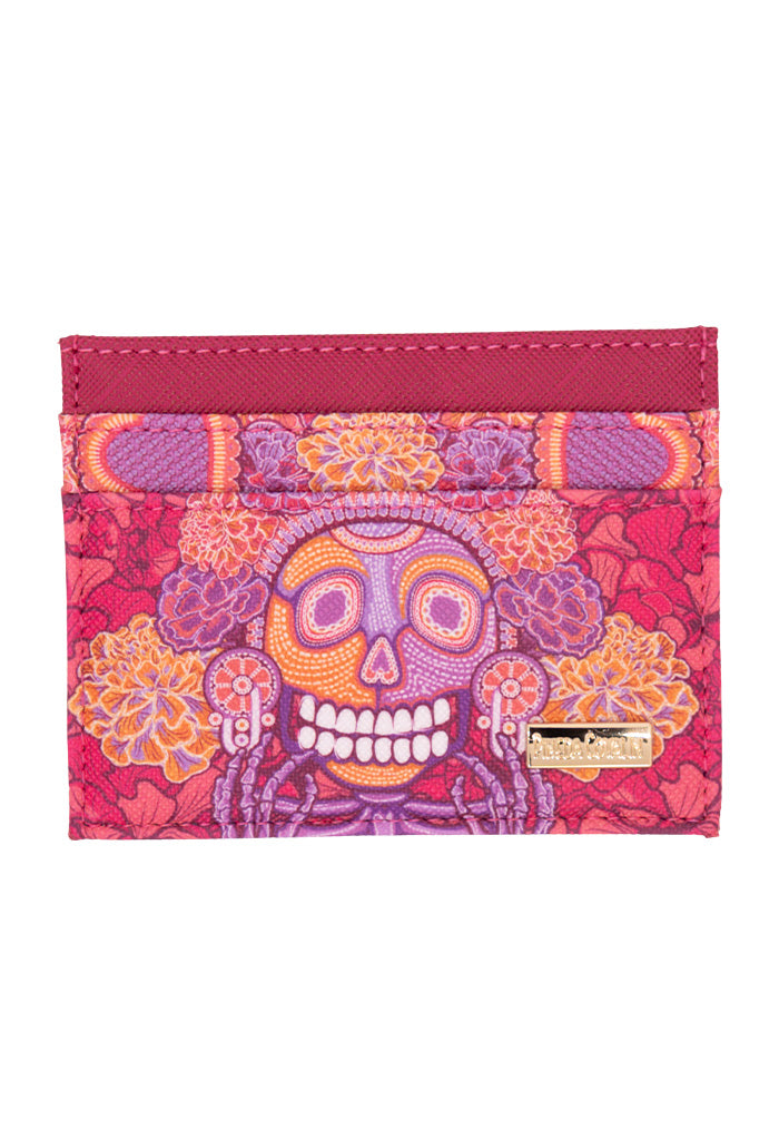 Tarjetero Kuxtal Saffiano Día de Muertos Catrina