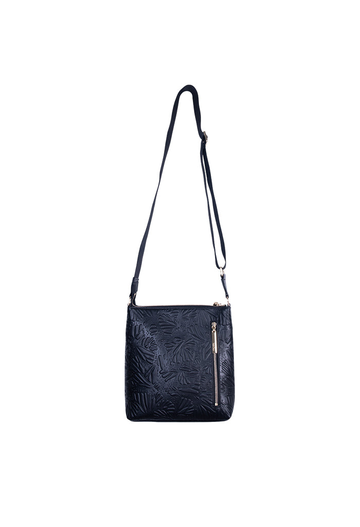 Messenger Bag Xíimbal de Piel Grabado Mariposa