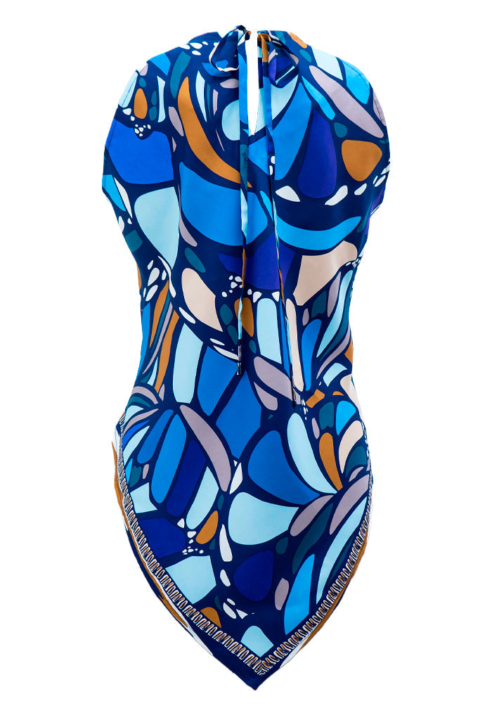 Blusa Cuello Ajustable Mariposa Abstracta